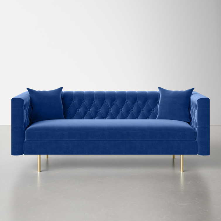 AllModern Jenn 79'' Velvet Tuxedo Arm Chesterfield Sofa & Reviews Wayfair